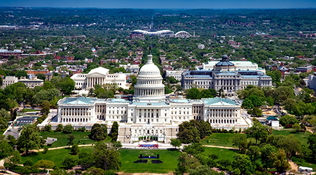 aerial view of capitol building